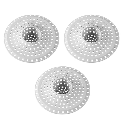 3Pcs Silicone Hair Catcher Shower Drain for Bathtub & Sink Trap/Strainer | 3 Pack Anti-Clog Collapsible Tub Protector Cover, Pet Hair Stopper fit 1 1/2" to 1 5/8'' Bathroom, Shower Stall & Sink Drains - color: Grayishwhite