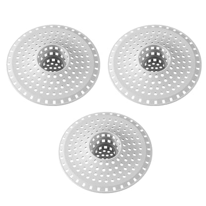 3Pcs Silicone Hair Catcher Shower Drain for Bathtub & Sink Trap/Strainer | 3 Pack Anti-Clog Collapsible Tub Protector Cover, Pet Hair Stopper fit 1 1/2" to 1 5/8'' Bathroom, Shower Stall & Sink Drains - color: Grayishwhite