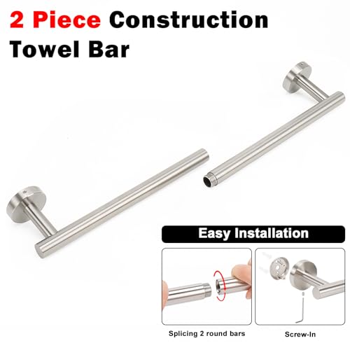 NearMoon Bath Towel Bar, Thicken Stainless Steel Shower Towel Rack Holder Wall Mounted for Bathroom, 26-lnch Overall Length-24-lnch Usable Hanging Space (1 Pack, Brushed Nickel) - color: Brushed Nickel, size: 26 Inch