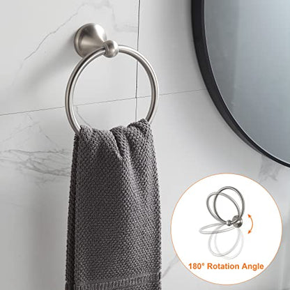 BGL Bathroom Hardware Set Brushed Nickel Adjustable Expandable Bath Towel Bars Bathroom Accessory Set Towel Racks 8-Pieces Wall Mount - color: 8 Pcs Brushed Nickel