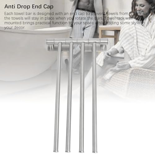 Swivel Towel Rack,Bath Towel Holder Swing Out 304 Stainless Steel 2 Or 4 Bar Folding Arm Bathroom Handtowel Rack Hanger for Kitchen (4 Arm) - color: 4 Arm
