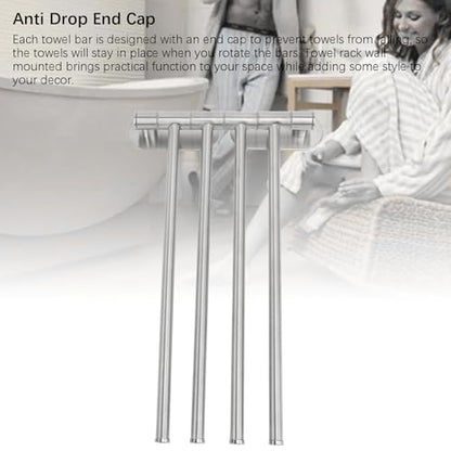 Swivel Towel Rack, 304 Stainless Steel Wall Mounted Swing Out Bar for Space Saving in Bathroom and Kitchen (4 Arm) - size: 4 Arm