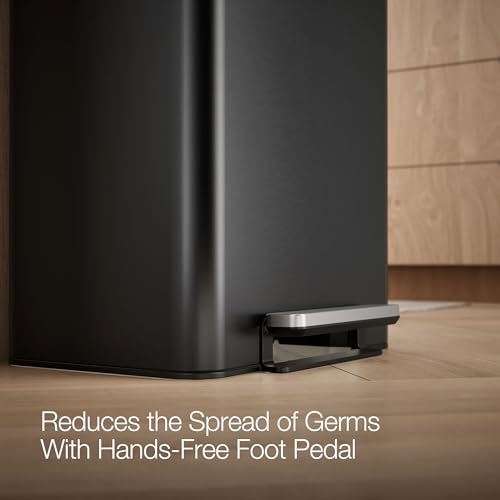 KOHLER K-20956-BST Dual Compartment Step Trash Can, Liner, Black Stainless - color: Black Stainless Steel, size: 11 Gallon - Dual Compartment