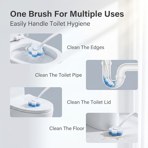 2 Pack Disposable Toilet Bowl Brush and Holder, Toilet Cleaning System-2 Toilet Bowl Wand, 2 Storage Caddy&96 Toilet Brush Refills Wall-Mount Toilet Brush for Effective Deep Scrub Toilet