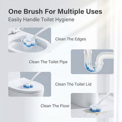 2 Pack Disposable Toilet Bowl Brush and Holder, Toilet Cleaning System-2 Toilet Bowl Wand, 2 Storage Caddy&96 Toilet Brush Refills Wall-Mount Toilet Brush for Effective Deep Scrub Toilet