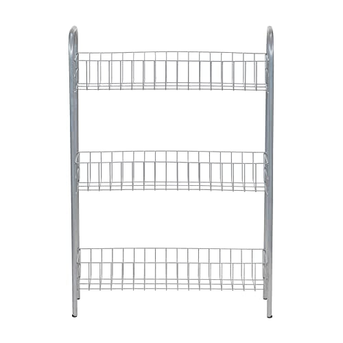 Household Essentials Slim Storage Cart, 3 Shelf Storage Cart with Wheels, Perfect for Laundry Rooms, Bathrooms, Pantries, Kitchens and More - style: 7" Silver - Basic