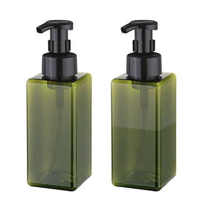 UUJOLY Foaming Soap Dispenser 650ml (22oz) Refillable Plastic Pump Bottle for Liquid Soap, Shampoo, Body Wash (2 Pcs) (Green) - color: Green, size: 22 oz (2 Pack)