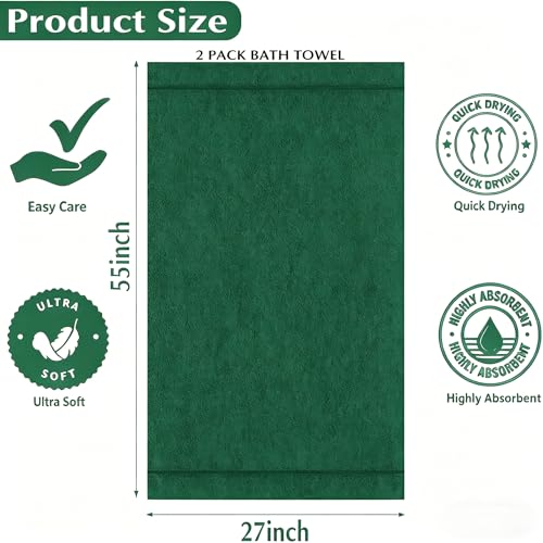 2-Pack Microfiber Bath Towels (27x54 Inches) - Ultra Soft & Quick Dry, 3X Absorbency, Lightweight for Gym, Yoga, Travel & Spa - Perfect for Home, Fitness & Post-Workout