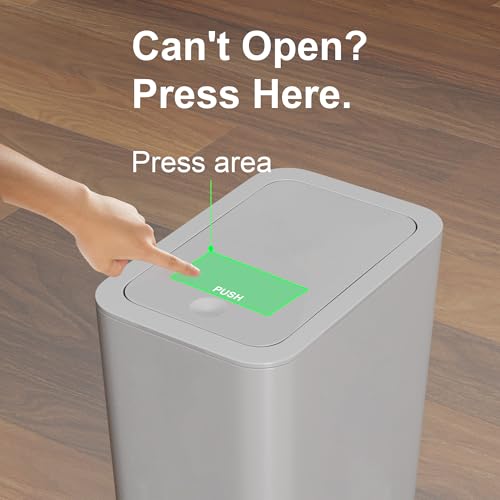 N. NETDOT Bathroom Trash Can with Lid 3 Pack Set, 2 Packs 4 Gal Slim Kitchen Trash Can and 1 Pack 2.6Gal Garbage Can, Small Trash Bin/Waste Basket for Bedroom (Grey, Pack of 3) - color: Gray, size: 2 X 4 Gal & 1 X 2.6 Gal