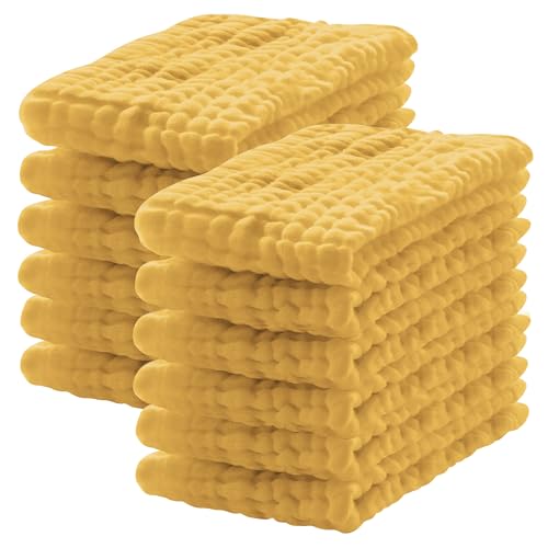 Lovely Care 12 Pack Muslin Burp Cloths 100% Cotton Muslin Cloths Large 20''x10'' Extra Soft and Absorbent Baby Burping Cloth - Honey - color: Honey, size: 10x20 Inch (Pack of 12)