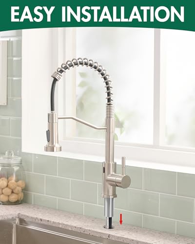 AIMADI Touchless Kitchen Faucet with Pull Down Sprayer,Brushed Nickel | Motion Sensor Kitchen Sink Faucet,Smart Hands Free,Stainless Steel Spring Faucets for Farmhouse RV Utility Sink - color: Brushed Nickel-1