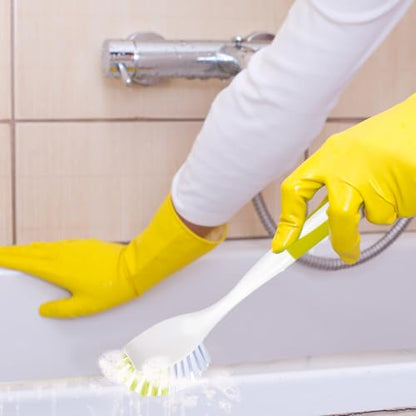 Dish Brush with Handle, Stiff Bristles Dish Scrubber for Pots, Pans & Sink Cleaning, 5 Pack - color: Yellow 5 Pack