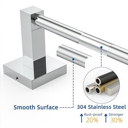 RUACQ Towel Bar 18" Towel Racks for Bathroom Wall Mounted, Chrome | One-Piece Bath Towel Holder, Total Length 20 Inch Single Towel Rod, 304 Stainless Steel Rustproof, Square Base, Heavy Duty - color: Chrome, size: 18 inch(Center to Center) Single Bar