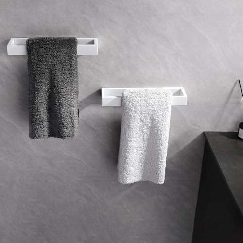 GERZWY Bath Towel Holder Stainless Steel Towel Hanger Wall Mount Towel Ring for Bathroom 2 Pack, White - color: White