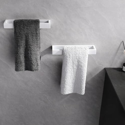 GERZWY Bath Towel Holder Stainless Steel Towel Hanger Wall Mount Towel Ring for Bathroom 2 Pack, White - color: White