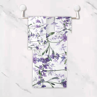 ALAZA Towel Bathroom Sets, Purple Violet Lavender Floral Flowers Towels 3-Piece 1 Bath Towel 1 Washcloth 1 Hand Towel, Bath Towel Set of 3 Soft Multifuntion for Home Kitchen Hotel Gym Swim Spa - color: Multi10