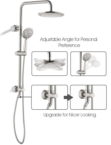 BRIGHT SHOWERS Rain Shower Heads System - 9 Inch Rainfall Shower Head and Handheld Shower Head with Height Adjustable Holder, Solid Brass Rail and 60" Long Stainless Steel Shower Hose, Brushed Nickel - color: Brushed Nickel, size: 2.5 Gallon Per Minute