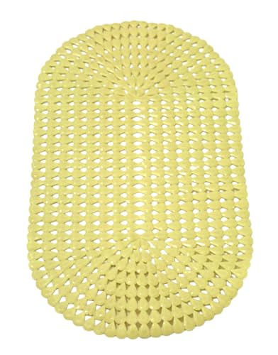 Luxury Oval Bath & Shower Mat 27" x 15" – Non-Slip PVC Bath Mat with Secure Suction Cups, Pear Diamond Design, Modern Bathroom Safety – Dependable Industries (Yellow) - color: Yellow