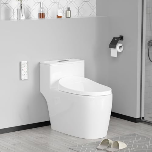 Electric Bidet Toilet Seat for Elongated Toilets, Heated Seat with Unlimited Warm Water Wash, Warm Air Dryer, Adjustable Water Pressure & Temperature, Stainless Steel Nozzle, Easy DIY Installation