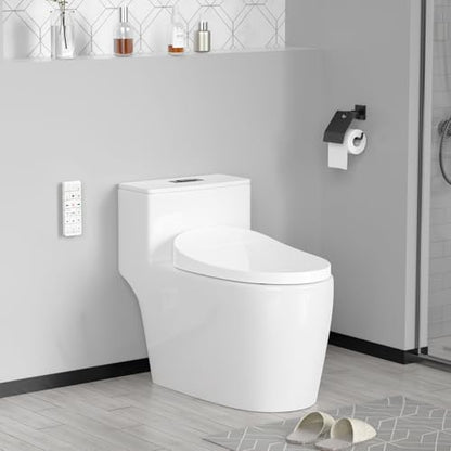 Electric Bidet Toilet Seat for Elongated Toilets, Heated Seat with Unlimited Warm Water Wash, Warm Air Dryer, Adjustable Water Pressure & Temperature, Stainless Steel Nozzle, Easy DIY Installation
