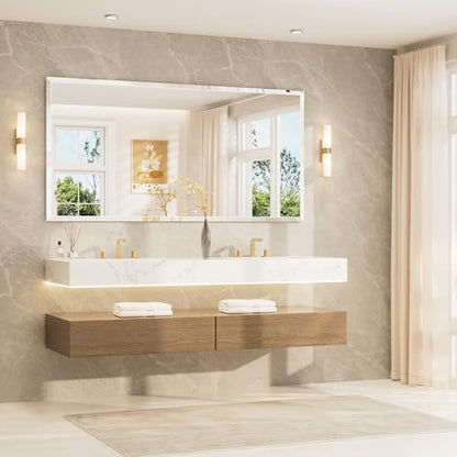 TETOTE 72" x 36" Rectangle Tempered Mirror with Frameless Beveled Edge for Vanity and Bathroom - size: 36"L x 72"W