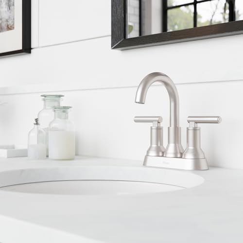 Pfister Capistrano Bathroom Sink Faucet, 4-Inch Centerset, 2-Handle, 3-Hole, NSF Certified, Spot Defense Brushed Nickel Finish, LF048CSOGS | (Pack of 3) - color: Spot Defense Brushed Nickel, size: 3 Pack