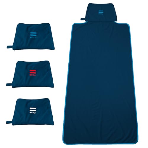 FITLY 3-in-1 Multipurpose Towel - Bath Towels and Waterproof Car Seat Protector, Absorbent Gym Towel Cover After Workout for Yoga, Swimming, Camping, Beach - Microfiber Cover & Car Accessories - Blue - color: Blue