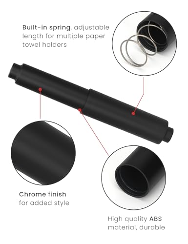 Toilet Paper Holder Roller Replacement, 2Pcs 6.5inch Plastic Toilet Paper Spring Rod Toilet Tissue Holder Replacement Spindle Replacement Rod fits Extra Large Bathroom Tissue Rolls (Black) - color: Black+0.59in