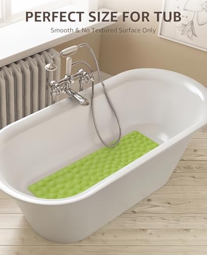 Bligli Bathtub Mat Non Slip, 16x40 inch Extra Long Bath Tub Mat with Strong Suction Cups, Soft Rubber Bathroom Floor Mat, Machine Washable, 100% BPA Free (Green) - color: Green, size: 40" x 16" (Rectangular)