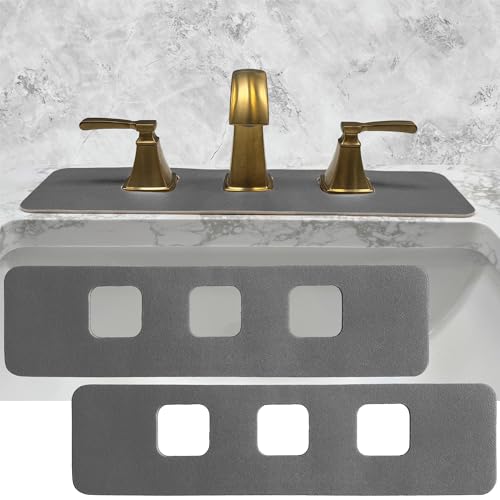 Faucet Mat Bathroom Sink 3-square-hole : AHA HOMEWARE Diatomite Rubber Bathroom Sink Splash Guard 3 Square Hole 2 Pack (Dark Gray) - color: Dark Gray