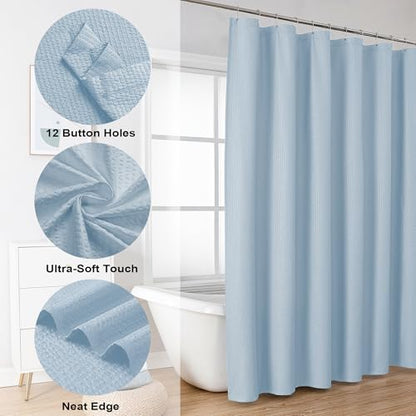 Small Stall Shower Curtain - Embossed Textured Bathroom Curtain, 36 x 72 Shower Curtain for RV Camper, Machine Washable Water Resistance, Glacier Blue - color: Glacier Blue, size: 36"W x 72"L (Pack of 1)