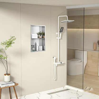 14x20 Inch Brushed Nickel Shower Niche, No Tile Needed Stainless Steel Recessed Bathroom Wall Niche with Double Shelves for Shower Storage - size: 14x20" - Brushed Nickel