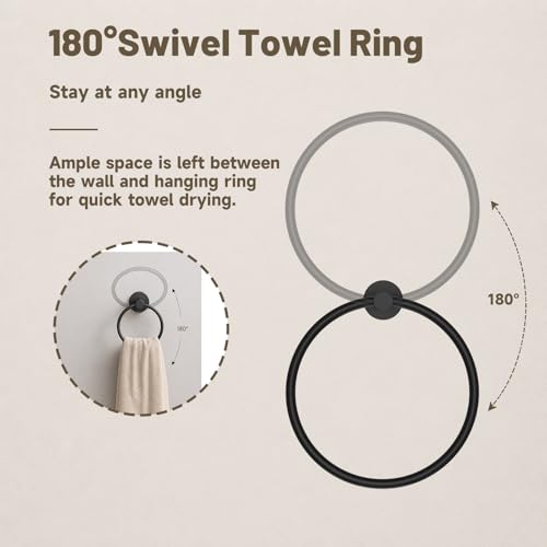 Toilet Paper Holder and Hand Towel Ring Bathroom Set | Matte Black,Stainless Steel,Wall Mount,Bathroom Accessories,Hand Towel Ring and Toilet Paper Holder Set,Easy to install - color: Matte Black