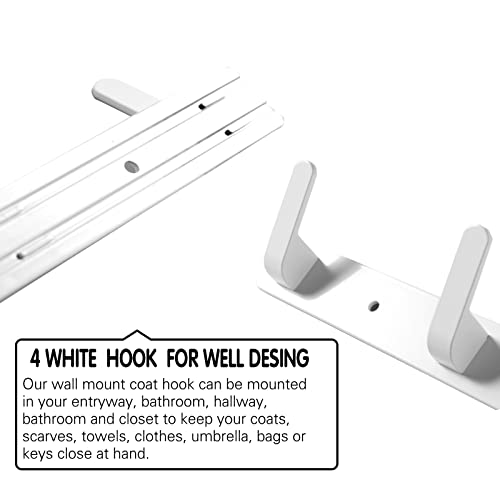 4 Hooks Matte White Bathroom Towel Hooks Mounted Wall Adhesive Heavy Duty Farmhouse Bath Coat Stick on Rack Hat Wall Hook Sticky White Kitchen Robe Rack Coat Hook White 4 Hooks Rack Towel for Bathroom - color: White, size: 13.19*1.18*1.38 inch（4hooks）