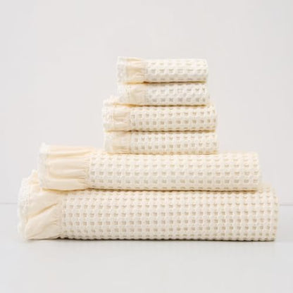Luxury 100% Cotton Towel Set – 8 Piece Bathroom Towel Set (2 Bath Towels, 2 Hand Towels, 4 Washcloths) – Soft & Absorbent Towels for Bathroom (Milky White) - color: Milky White