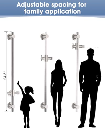 All Metal Shower Slide Bar with Adjustable Handheld Shower Head Holder, 25 Inch SUS304 Stainless Steel Shower Rail, Replacement for RV, Camper, Hotel & Bathroom, Polished Brushed Nickel - color: BN