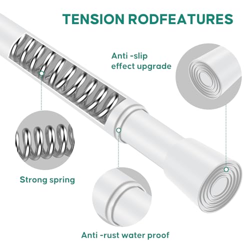 Shower Curtain Rod, No Drill Spring Tension Curtain Rods for Windows, Bathroom, Closet, Non-Slip, Anti-Rust, 0.87" Diameter, White, 1 pack - color: white, size: 28"-77" 1pcs
