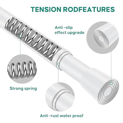 Shower Curtain Rod, No Drill Spring Tension Curtain Rods for Windows, Bathroom, Closet, Non-Slip, Anti-Rust, 0.87" Diameter, White, 1 pack - color: white, size: 28"-77" 1pcs