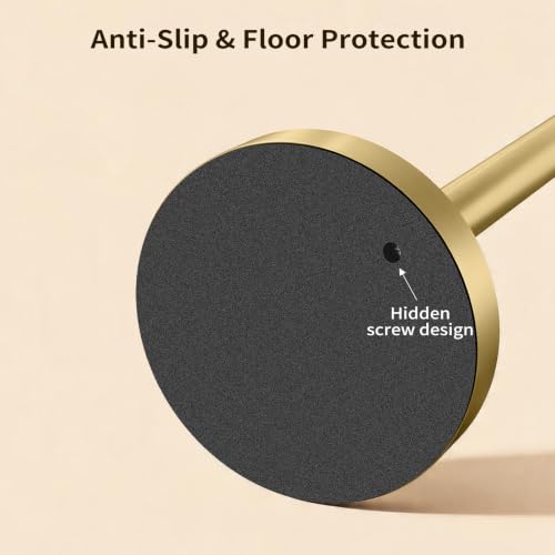 Toilet Paper Holder Stand with Storage & Weighted Base, Brushed Gold | Free Standing Stainless Steel Design with Open-Ring Arm for Easy Roll Replacement - color: Brushed Gold