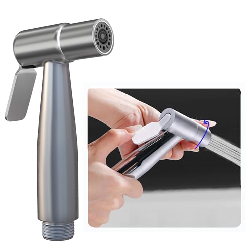 Dual Mode Stainless Steel Sprayer Head-Bidet Spray w/Brushed Chrome Finish - Cloth Diaper Shattaf - Pet Wash - style: Dual Mode SS