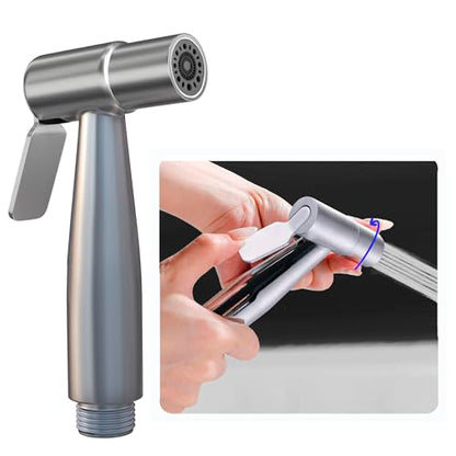 Dual Mode Stainless Steel Sprayer Head-Bidet Spray w/Brushed Chrome Finish - Cloth Diaper Shattaf - Pet Wash - style: Dual Mode SS