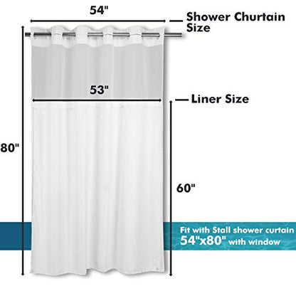 River Dream Fabric Snap in Shower Curtain Liner Replacement,White,53x60 | with Magnets,Detachable Liner,Quick Dry，Machine Washable，Fit for River Dream 54(W) x 80(H) with Window Shower Curtain - size: 53"W x 60"L (Pack of 1)