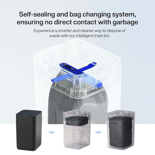 Airdeer Automatic Trash Can, 4 Gallon Self Sealing and Self-Changing Smart Trash Can Motion Sensor, Touchless Garbage can with lid for Kitchen Bathroom Bedroom, 6 Refill Rings(A1, Black)