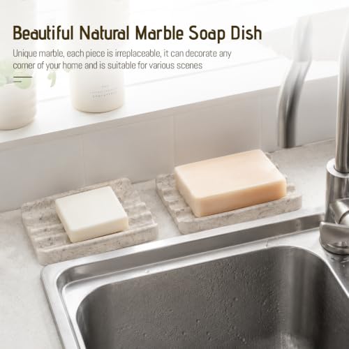 Karibiber Marble Soap Dish, Bar Soap Dish Shower, Grey Bathroom Soap Holder, Stone Sponge Holder for Kitchen Sink - color: Tundra Grey