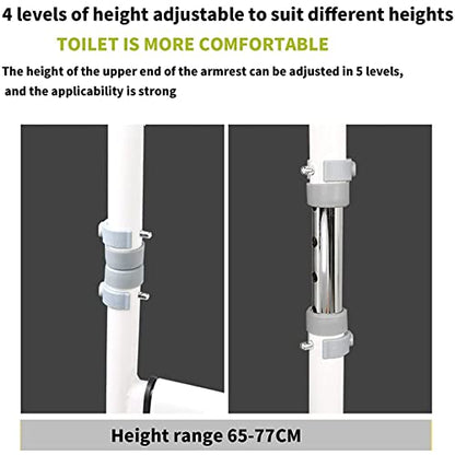 Free Standing Toilet Frame, FoldableToilet Armrest,Adjustable Height Heavy Bathroom Toilet Safety Rail for Disable Fit All Toilets
