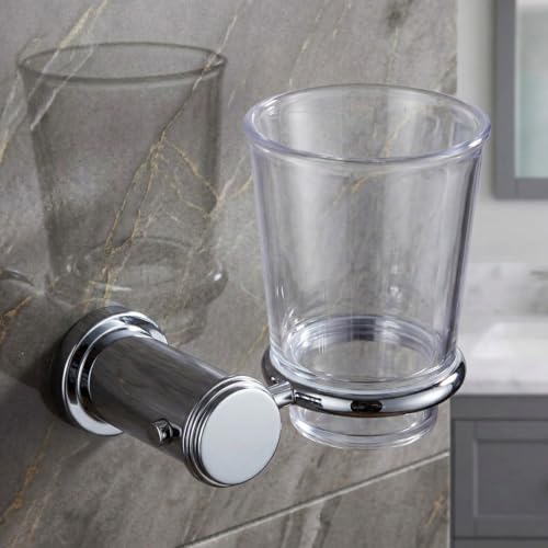 ECKOREA® Polished Chrome Tumbler Holder ECK-300C, Tumbler Included, Durable Zinc Alloy, Wall-Mounted, Screw-in - size: ECK-300C