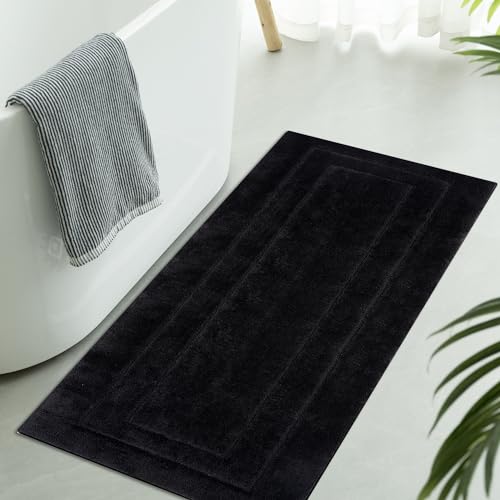 GRANNY SAYS Bathroom Rug Mat, Bath Mats for Bath Non-Slip, Super Soft and Water Absorbent, Extra Large Bathroom Rugs, Microfiber Bath Rugs for Floor, Tub and Shower, 59" x 24", Black - color: Black, size: 2' x 4'11" (24" x 59")