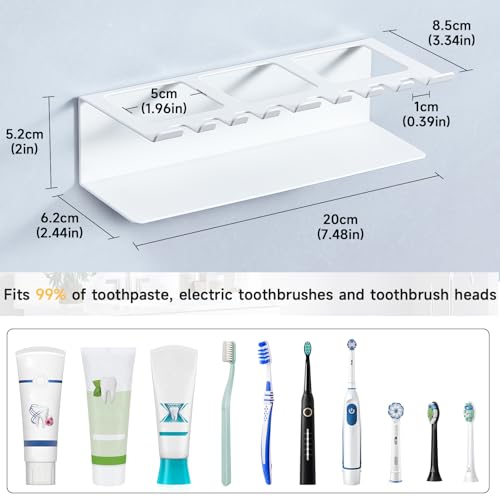 Electric Toothbrush Head Holders, Electric Toothbrush Holders Wall Mounted, Shower Electric Head Holder, Toothbrush and Toothpaste Holder, Tooth Brushing Holder for Bathroom (White, Large) - color: White, size: Large