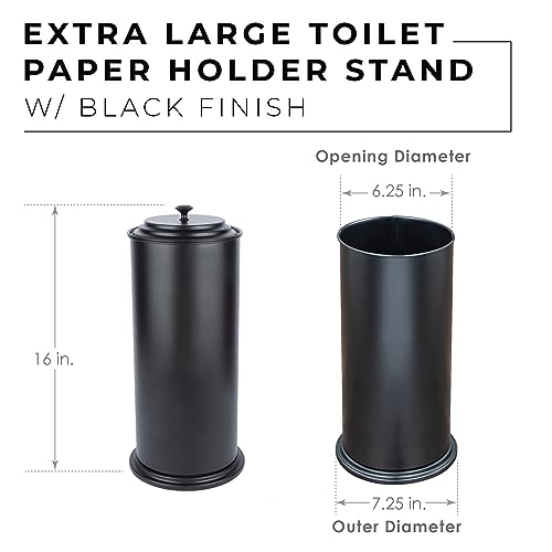 JS Jackson Supplies Free Standing Extra Large Toilet Paper Holder - Matte Black - color: Black