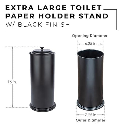 JS Jackson Supplies Free Standing Extra Large Toilet Paper Holder - Matte Black - color: Black